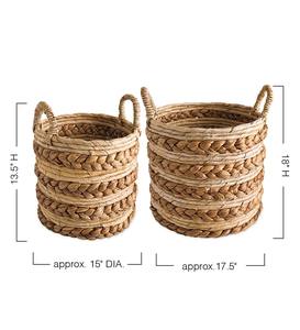 Panier de rangement en jacinthe d'eau pour la décoration intérieure, tissé à la main en fibre de bananier, idéal pour le linge - Product Image 4