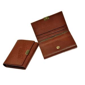 Nouveau design dernier porte-cartes en cuir véritable de couleur marron avec fermeture à bouton-poussoir 2024 - Product Image 1