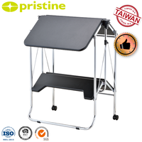 Bureau d'ordinateur mobile moderne en métal pliable avec étagère de rangement, plateau noir, mobilier de salon