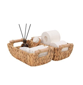 Caja de almacenamiento tejida Natural, cesta de hierba de mimbre para el hogar, cesta de basura de jacinto de agua para baño, Juguetes Para el hogar, niños - Product Image 1