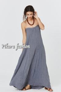 Vestido largo Sexy de lino y algodón para mujer, ropa de playa sin mangas, 100%, para otoño - Product Image 2