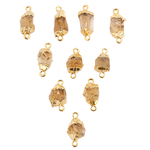 Connecteur de citrine brute naturelle attrayante en laiton plaqué or 24k connecteur de fabrication de bricolage 8-10mm connecteur de pierre de naissance de novembre - Product Image 5