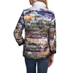 Chaquetas Acolchadas de Invierno para Mujer con Cierre de Cremallera y Botones, Diseño Estampado, Forro de Spandex, Relleno de Algodón Transpirable, Capucha Tejida - Product Image 2