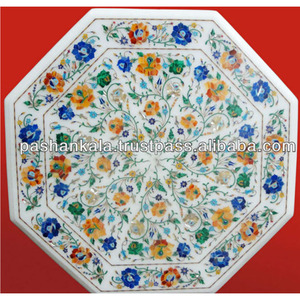 ท็อปโต๊ะกาแฟหินอ่อนฝังหินเพียเตร ดูรา ทำด้วยมือ - Product Image 1