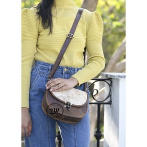 LW Leather Sling Hair On Bag <b>Unique</b> C Lock Handcrafted Leather Bag 100% Genuine Leather - Product Image 2