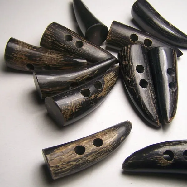Natural Buffalo Horn toggles for coat buttons and garment long coats by natural creations inc