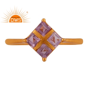 Amazing Purple <b>Amethyst</b> Gemstone <b>Ring</b> Jewelry Wholesaler 22k Gold Plated <b>Silver</b> New Women's <b>Ring</b> Jewelry Manufacturer - Product Image 1