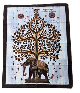 Tapiz de pared de algodón pintado a mano multicolor al por mayor, estampado de árbol de la vida, exportado desde India - Product Image 1