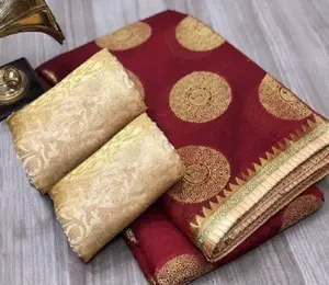 Indiano di usura Chanderi cotone saree con tessitura tasso di lavoro a buon mercato