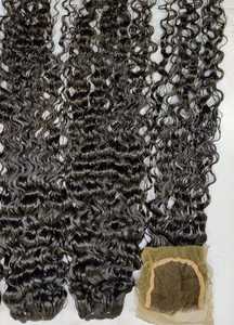 Extensions de cheveux humains indiens Remy de haute qualité, bouclés serrés, avec fermetures HD Lace 4x4 pour tissages Lace 5x5, double trame, fins - Product Image 3