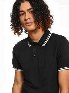 Polo indien pour hommes, tissu tricoté en piqué de coton, élasthanne, coupe confortable, avec embouts de col, grande taille - Product Image 3