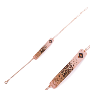 Hammered With Minimal Lozenge Design <b>Charm</b> Black Zircon Stone <b>Bracelet</b> Turkish Handmade Wholesale 925 <b>Silver</b> Sterling Jewelry - Product Image 1