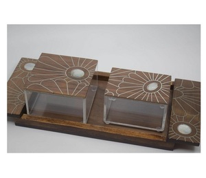 Plateau de service rectangulaire fait main de meilleure conception Plateau décoratif en bois créatif Plateau artisanal en nacre avec finition laquée - Product Image 2