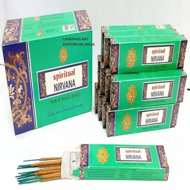 Yeni manevi marka Nirvana Masala el haddelenmiş tütsü çubukları 15 gram paketi toptan hindistan