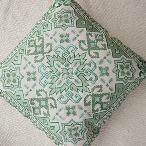 ตกแต่ง Chambray เครื่องเย็บปักถักร้อย16X16เบาะคลุมด้วยกระจกทำงานแบบดั้งเดิมเบาะครอบคลุม - Product Image 4