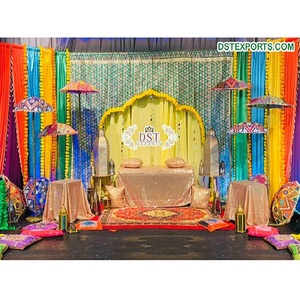 ฉากหลังพิธี Mehndi สีสดใสเวทีธีมปากีสถานฉากหลังเวทีงานแต่งงานฉากหลังมือที่ดีที่สุดสำหรับ - Product Image 1
