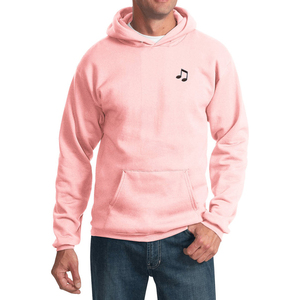 Embroidered Music 8th Note Patch Pocket Print Adult Hoodie - Product Image 1