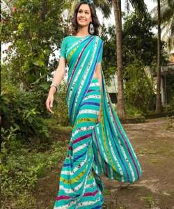 ชุดส่าหรีงานพิมพ์ลายผ้า Georgette ใหม่เสื้อเบลาส์แบบไม่มีตะเข็บสำหรับผู้หญิงเสื้อผ้าแบบลำลอง - Product Image 5