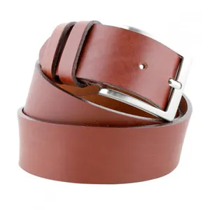 Italian Fashion Men's Light Brown Casual Belt 4cm/1.57in Metal Buckle Pack 6 Pcs High Quality Genuine Leather Luxury Belt