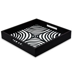 Bandeja de Servir Decorativa Moderna Negra de Madera Maximus International, Organizador Multifuncional para Mesa de Centro y Decoración del Hogar - Product Image 1