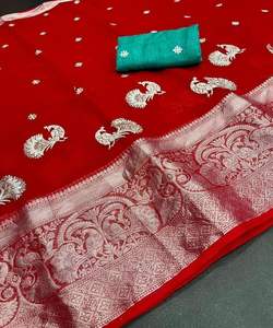 Latest Designer Banarasi Cotton Silk <b>Saree</b> Kanchipuram Linen Blouse <b>for</b> Ladies Party Wear Indian Weddings Wholesale Garment - Product Image 4