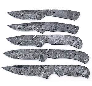 5 pièces ensemble de lames vierges en acier damas couteau pliant de qualité bricolage applications de couteau de Chef de chasse industrielle personnalisation OEM - Product Image 2