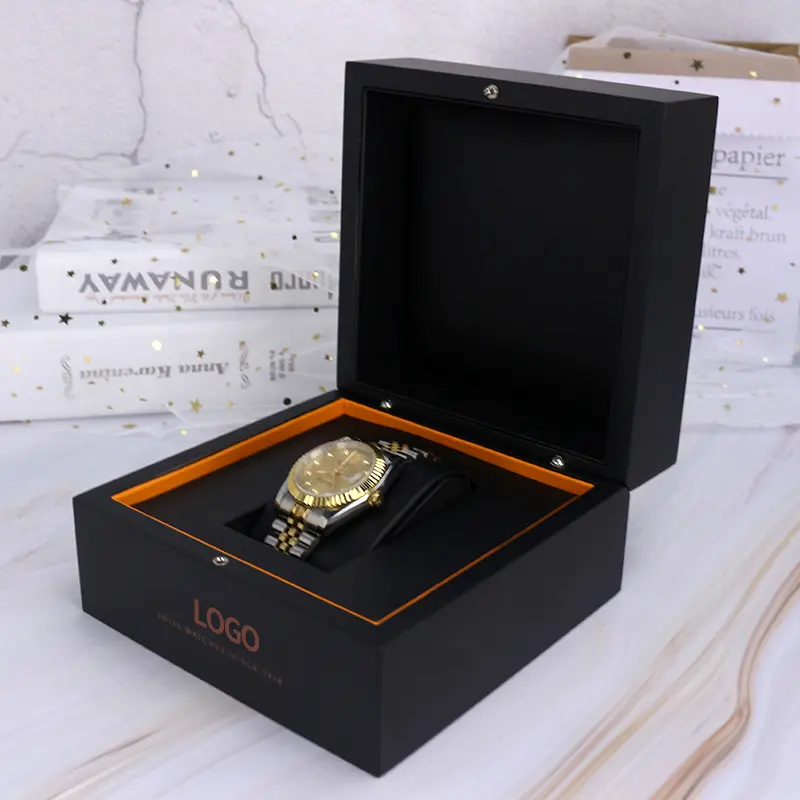 Caja de reloj de marca personalizada, fábrica de china personalizada, en stock, caja de reloj de lujo de cartón con logotipo personalizado