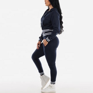 PIHA SPORTS Ensemble de survêtement sportif pour femme en polyester/coton doublé polaire pour l'hiver, avec bandes latérales, manches longues et pantalon long jusqu'aux chevilles -4 - Product Image 1