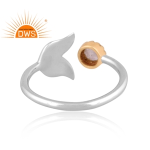 Anillo de Plata de Ley Fina con Piedra Lunar Arcoíris Natural en Forma de Cola de Delfín, Último Modelo 2026, para Fabricantes de Joyería - Product Image 5
