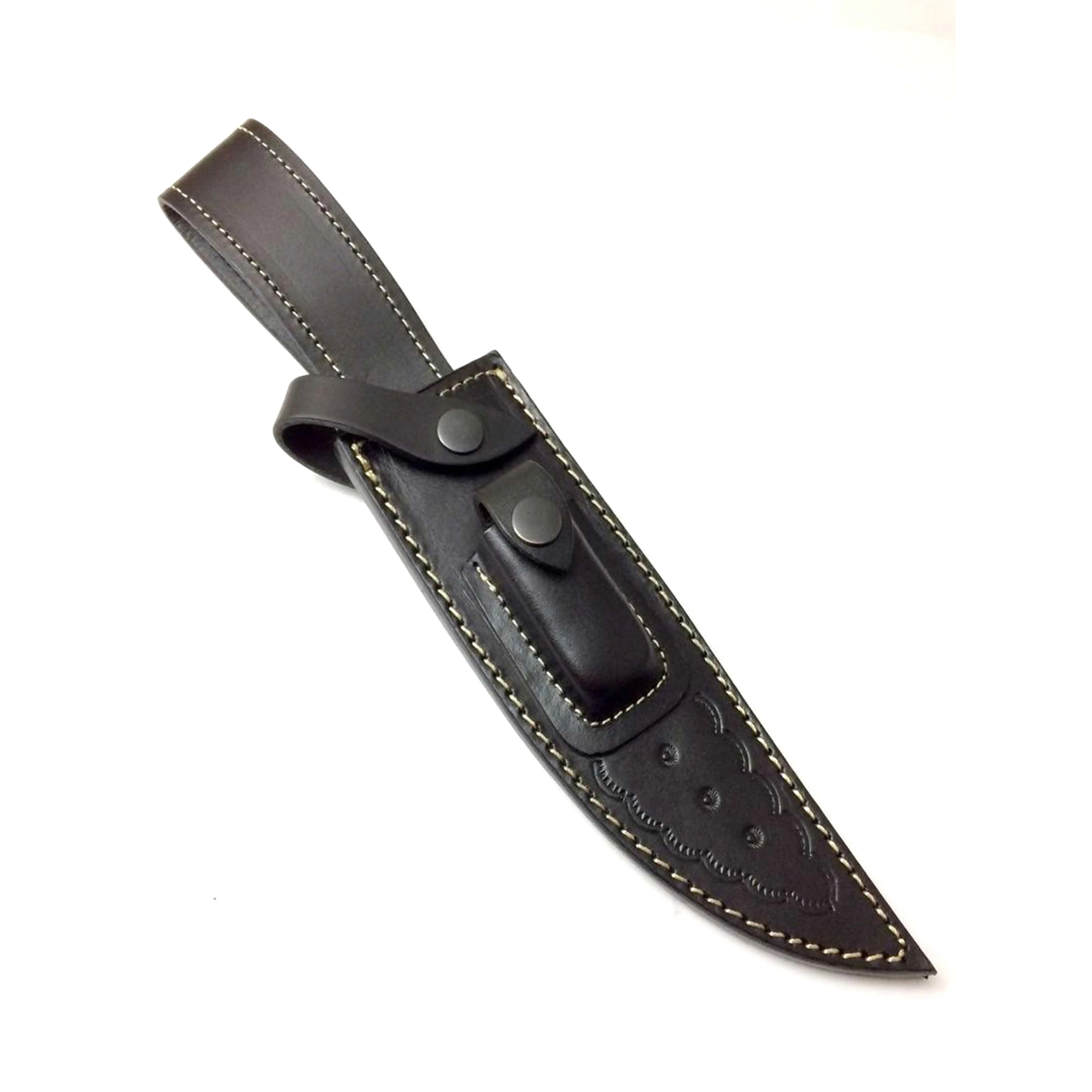 Low Price Factory Product Custom Handmade Rich Grain Front Stone Box Leather Sheath for Fixed Blade Knives