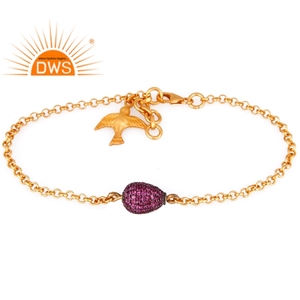 Pulsera de Plata de Ley 925 con Rubí Natural y Baño de Oro para Mujer, Último Modelo 2026, Fabricante de Joyería - Product Image 1