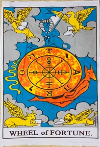Tarot Card wheel of Fortune cotton handmade nhỏ Poster Tấm thảm treo tường màu vàng bởi người gửi hàng Ấn Độ - Product Image 3