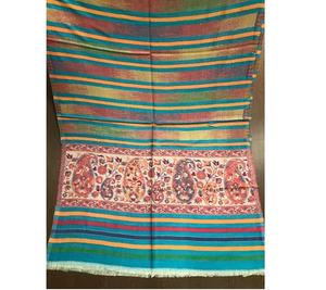 Écharpe/châle traditionnel d'hiver pour adulte 70 x 200, rayures arc-en-ciel, bordure kani, cachemire, saisonnier - Product Image 1