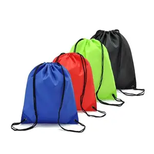 promotional casual custom logo neo polyester nylon drawstring pouch backpack travel bag