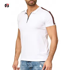 उच्च गुणवत्ता वाले पुरुषों की शीर्ष टी शर्ट उत्पाद चौथाई ज़िप करीब बारी नीचे कॉलर कपास ऊन अनुकूलित डिजाइन लोगो लघु आस्तीन