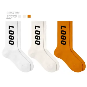 2022 High Quality Low Moq 100% Baumwolle Mode Crew Socken Logo Custom Logo Socken Custom Socken