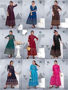 R & D las exportaciones 14 Kg rayón impresión de la hoja de Kurtis Anarkali estilo Kurti - Product Image 6