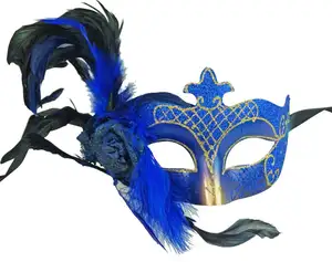 Masker bulu Venesia produksi profesional pesta grosir DIY ramah lingkungan untuk perlengkapan dekorasi Natal
