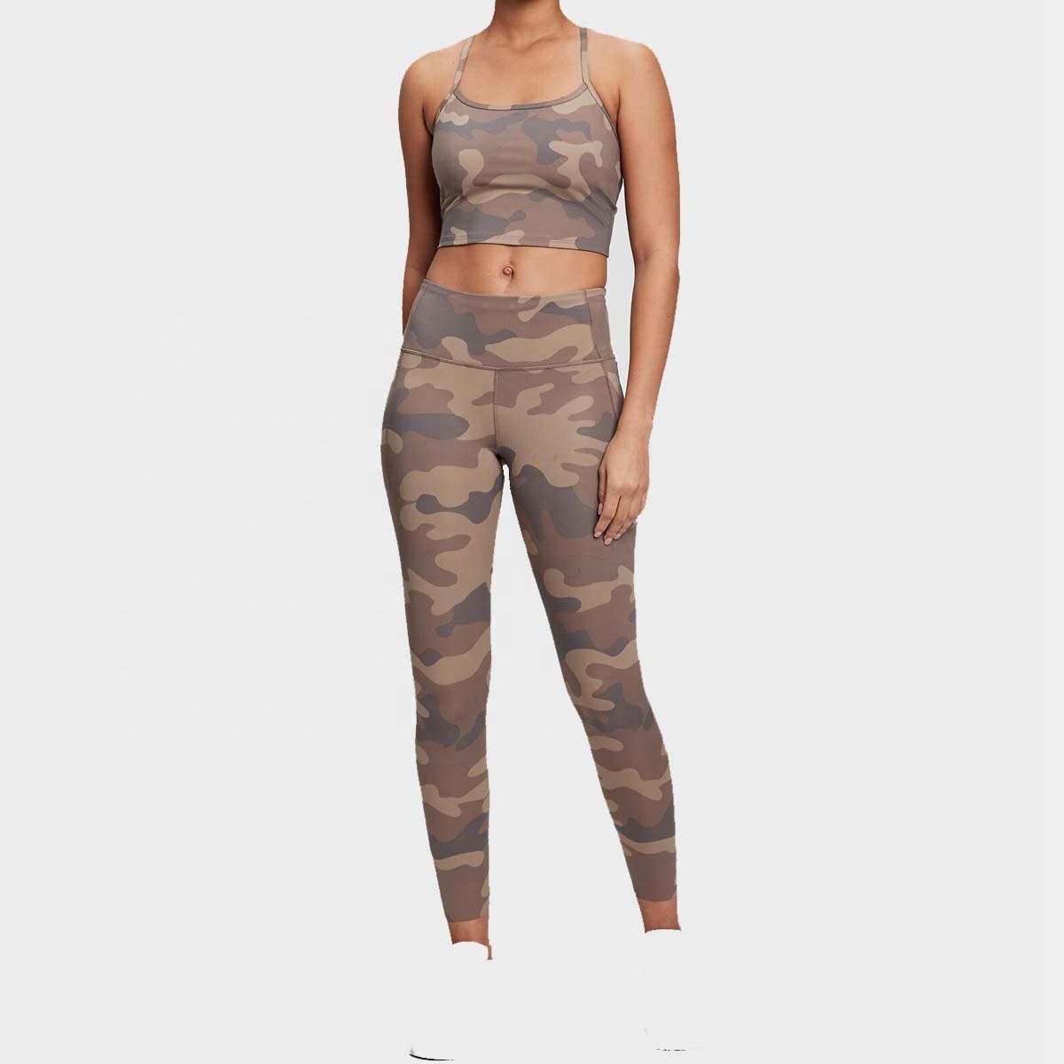 Ladies Fashion Stylish Yoga Gym Suits Workout Set Women 2 Piece Ribbed Mid Waist Breathable Anti-Bacterial Leggings Sports Bra