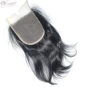 5X5 Lace Closure Human Hair Medium Length Natural Color Straight Human Hair