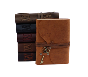 Handmade chính hãng Da Tạp Chí máy tính xách tay bọc xung quanh dây đeo Nhật Ký với Key phong cách cổ điển cho unisex Craft Unlined giấy máy tính xách tay - Product Image 1