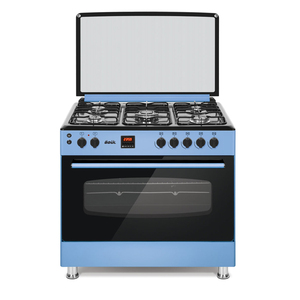 Elitline — barrière noire en émail 90x90cm, pour Table, brûleur central, minuterie numérique, corps bleu, four sur pied - Product Image 1