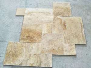 Tuile de dalle de style français à travertin doré crème clair surface antique - Product Image 5