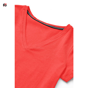 Última 2025 ropa de mujer cuello en V Camiseta de manga corta logotipo personalizado estampado Casual diario al aire libre moda desgaste 100% algodón - Product Image 6