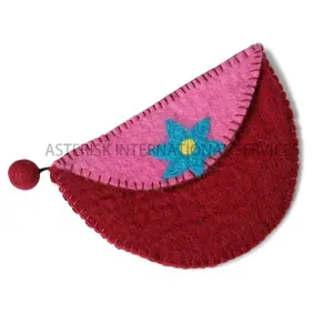 Sarita Felt Purse - Handmade and Eco-friendly Coin Purse - Fancy Felt Purse for Small Objects, Makeups and Stationery