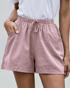 Pantalones cortos informales de lino y algodón para mujer, shorts finos holgados de verano - Product Image 3