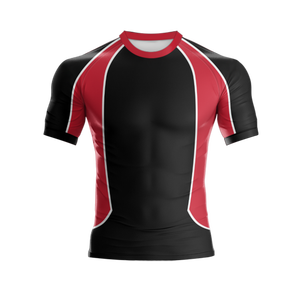 Maillot de Rugby personnalisé noir et rouge, personnalisé avec logo et taille personnalisés, haute qualité, respirant et confortable - Product Image 1