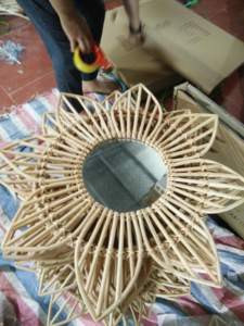 Espejo natural hecho a mano de estilo moderno vietrustic espejo de ratán de bambú para juego de colección - Product Image 5