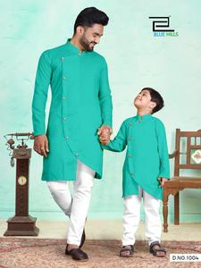 Kurta pyjama pour enfants à motif ethnique indien, traditionnel, fait à la main, attrayant, pour les occasions spéciales, vêtements de fête, couleur organique - Product Image 2