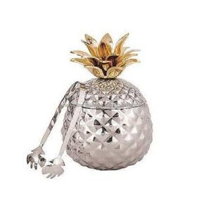 Seau à glace ananas pièce maîtresse de table en aluminium coulé en métal à design gaufré nickelé - Product Image 2